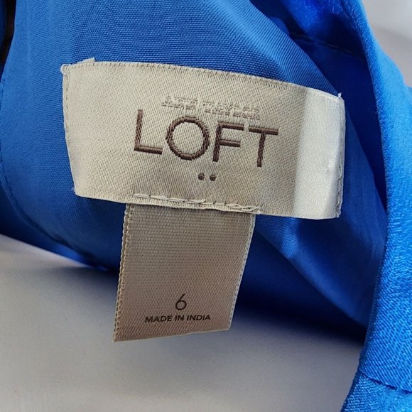 ANN TAYLOR LOFT Solid All Blue Gray Colorblock Sleeveless Dress Womens Size 6 - Picture 5 of 6